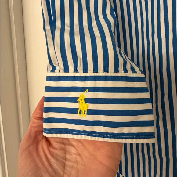 Ralph Lauren Blue and White Striped Shirt - Picture 3 of 8